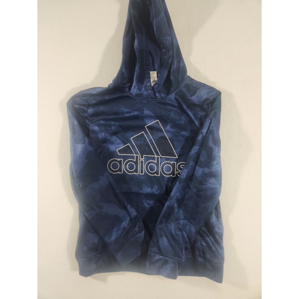 Adidas Hoodie Boys XL 18/20 Blue Camo Pullover Long Sleeve Outdoors
